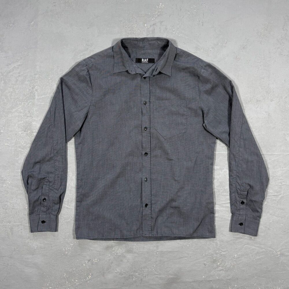 RAF by Raf Simons 2002 Gray Cotton Blend Button Up Shirt Men's Medium
